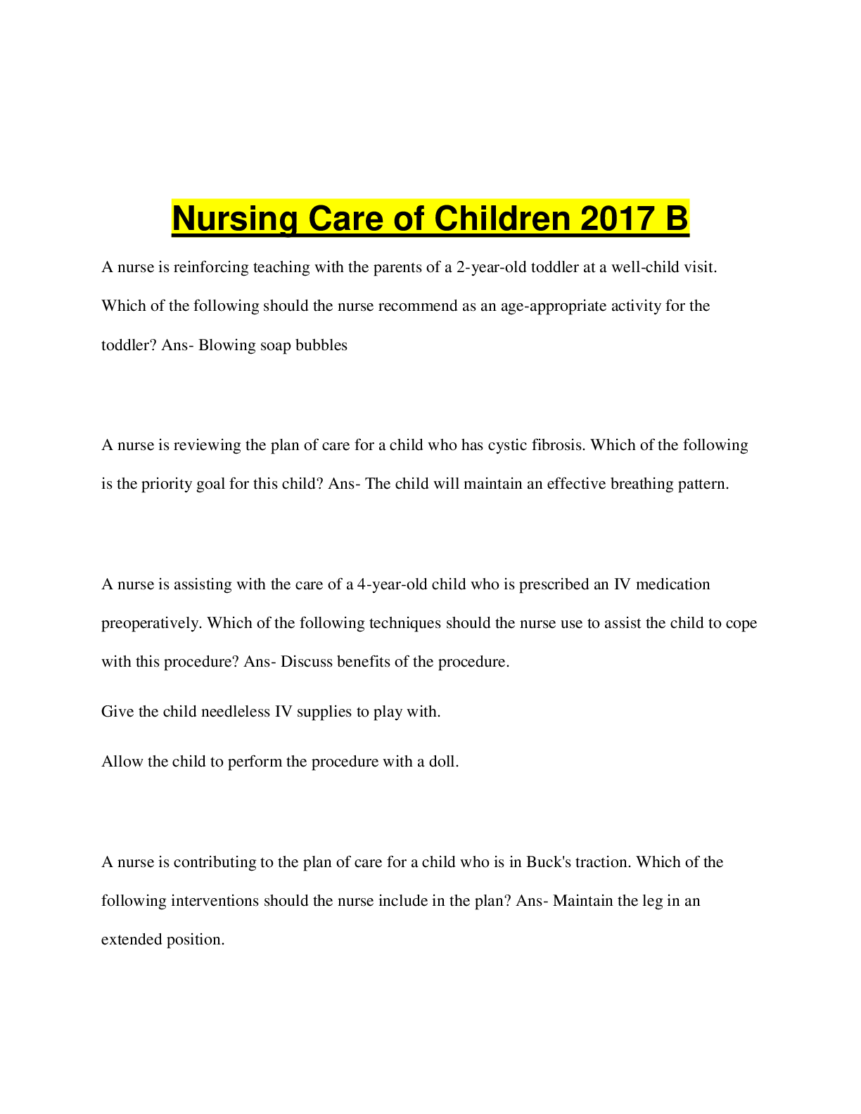 Preview image for Nursing Care of Children 2017 B